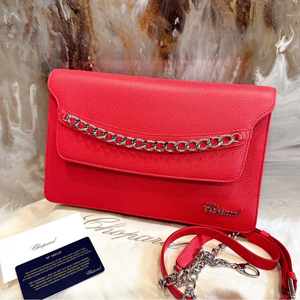 CHOPARD Pink Grained Leather 2 Way Monoco Chain Bag
